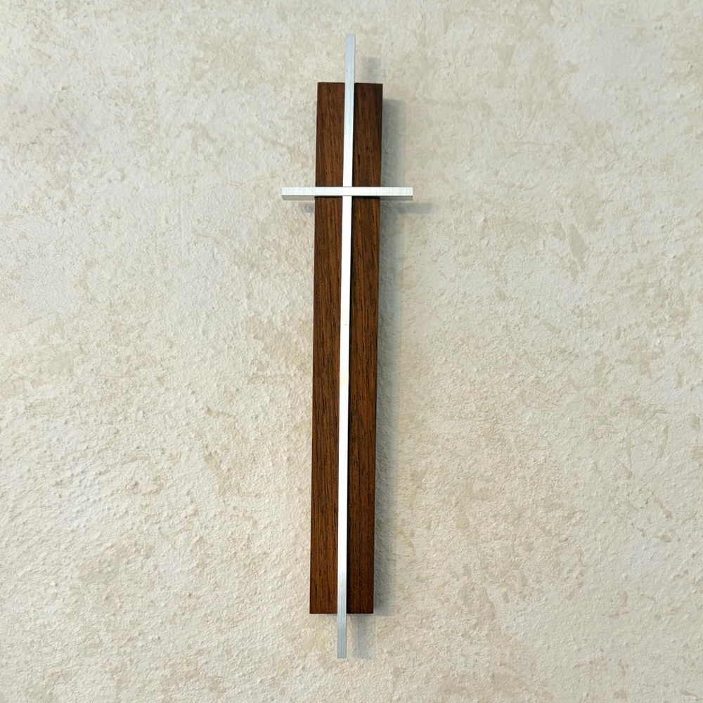 Silver Cross on Wood, Wall Decor